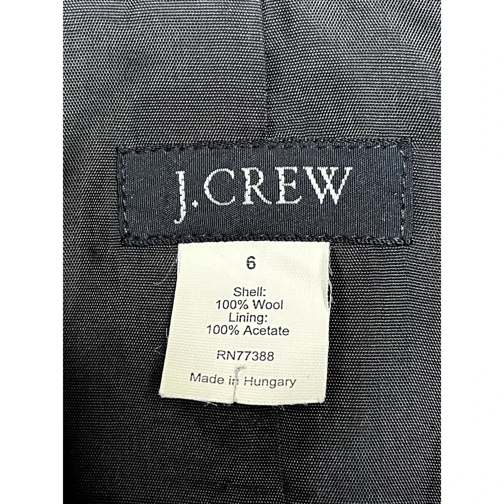 J.Crew Womens 100% Wool Blazer Sz 6 Black Business Casual Minimalist Career Wear